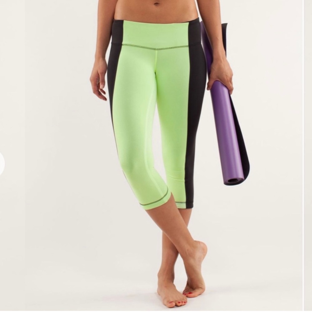 Lululemon Women’s Black Lime Green Wunder Under In Bonded Stripe Size 4